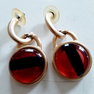 Elegant Vintage Gold and Red Earrings